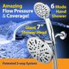 AquaDance 7" Premium High Pressure 3-Way Rainfall Combo Combines The Best of Both Worlds-Enjoy Luxurious Rain Showerhead and 6-Setting Hand Held Shower Separately or Together, Chrome view 2