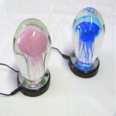 2 Jellyfish and 2 LED Light Stands Pink and Blue 5.5 Inches by Beachcombers