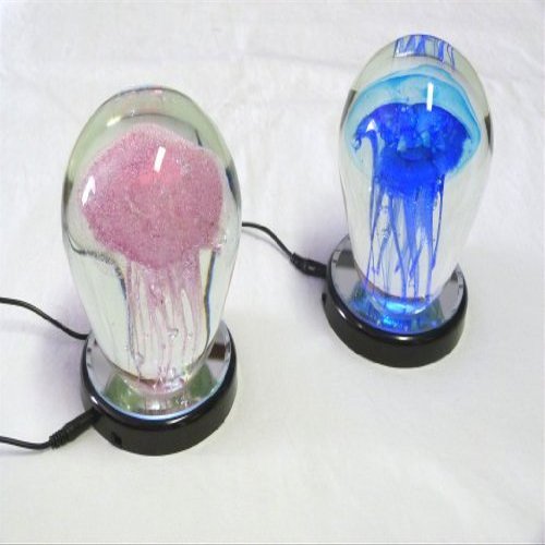 2 Jellyfish and 2 LED Light Stands Pink and Blue 5.5 Inches by Beachcombers