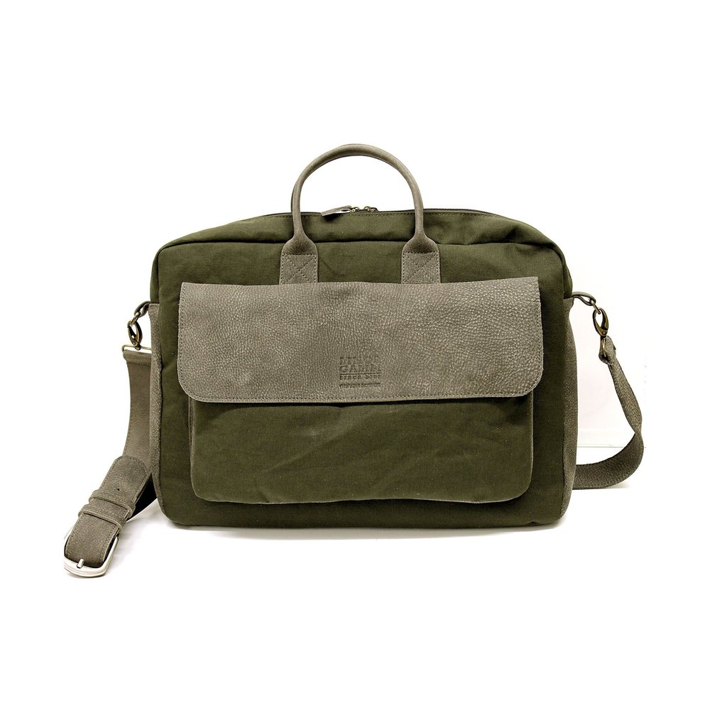 11inch handmade waxed canvas fabric and leather computer bag Woman crossbody MacBook air messenger
