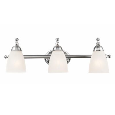 GLOBE Electric 50783 3-Light Vanity Light, Satin Nickel Finish, Alabaster Glass Shades, 23-Inch Bathroom Wall Fixture, E26 Base, Easy Installation