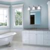 GLOBE Electric 50783 3-Light Vanity Light, Satin Nickel Finish, Alabaster Glass Shades, 23-Inch Bathroom Wall Fixture, E26 Base, Easy Installation view 2