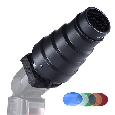 Andoer Conical Snoot with Grid & Filters for YongNuo & Godox On-Camera Flash Speedlite