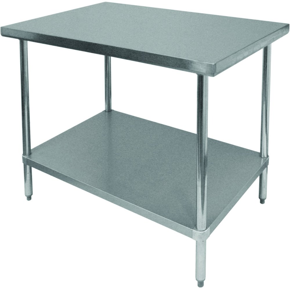 ACE WT-E2418 Commercial Flat Top Work Table with 16 Gauge Stainless Steel Top, 1 Galvanized Undershelf & Adjustable Bullet Feet 24" L x 18" W x 35" H ETL Certified