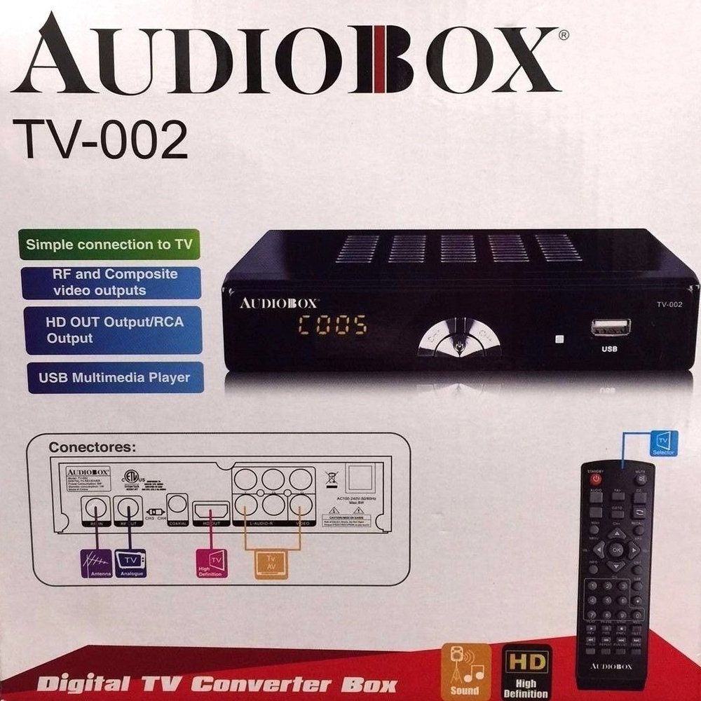 Audiobox Digital TV Converter Box Model: TV-002 HDMI RCA USB Connections