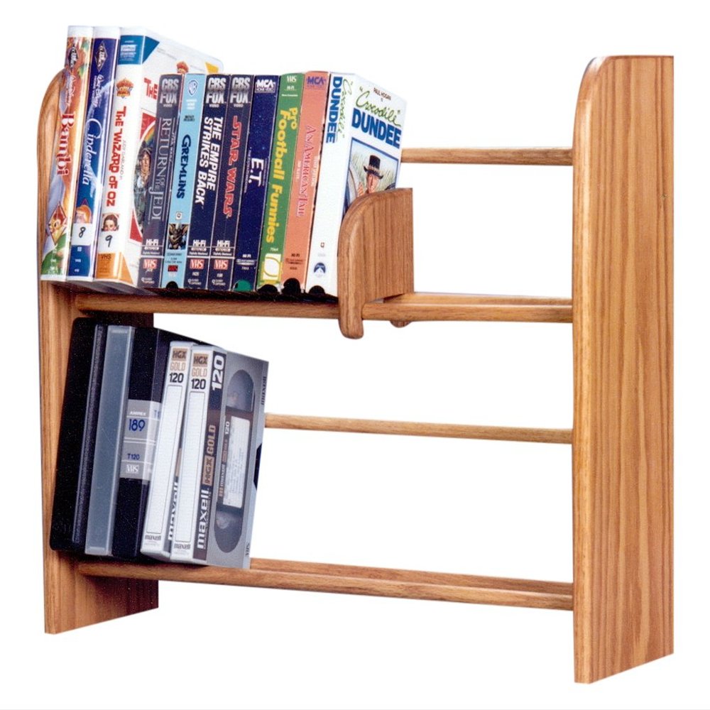 Wood Shed Hill 05 Series Dowel Style DVD/VHS Storage Rack, Real Oak Wood Media & Display Shelves, Handcrafted in the USA (Dark, 18.5" x 24" x 7.25")
