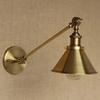 LITFAD Adjustable Arm Wall Light Fixtures Brass Finish 1 Light Wall Sconce 7" Industrial Swing arm Wall lamp Mounted Lighting Fixture with Cone Shade for Bedroom, Reading, Living Room, Kitchen view 3