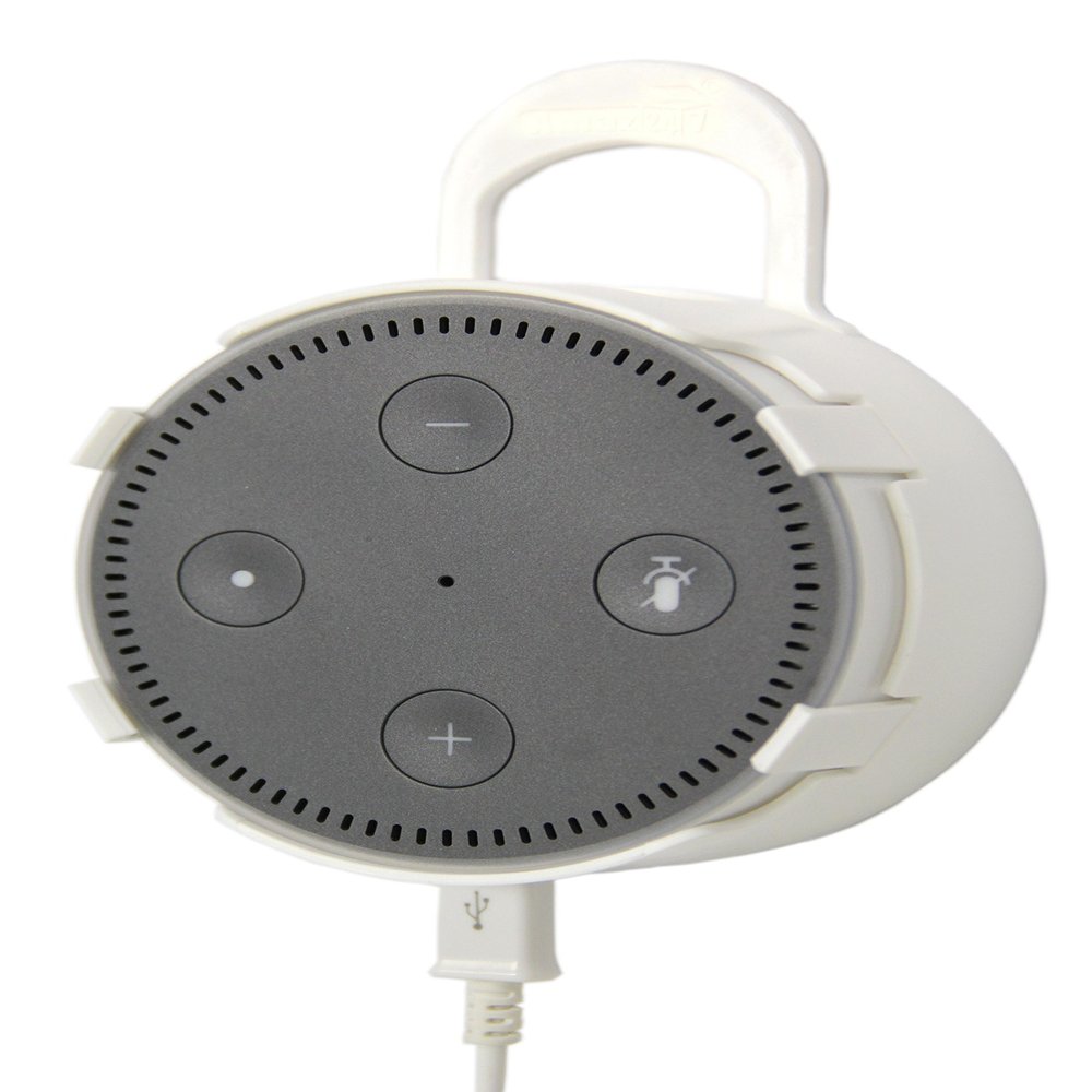 Amaz247 2nd Generation Echo Dot Protective Case for Echo Dot Gen 2, Alexa Case Cover Bag Box Accessories, Wall Mount with Hanger Loop (White)