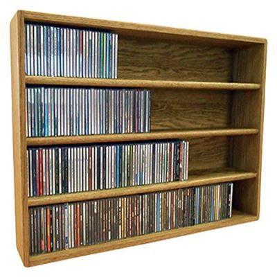 Wood Shed Hill 03 Series CD Storage Cabine, Real Oak Wood Media & Display Shelves, Handcrafted in the USA (Honey Oak, 24.75" x 39.44" x 6.75")