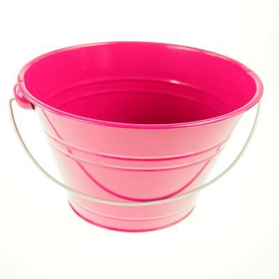 rackcrafts.com Large/XL Metal Sand Water Paint Pails Buckets Party Favor Wedding Baby Shower (XL - Fuchsia)