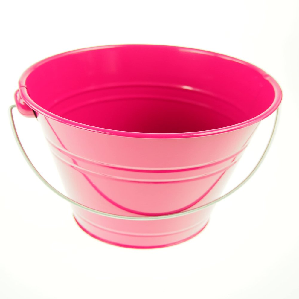 rackcrafts.com Large/XL Metal Sand Water Paint Pails Buckets Party Favor Wedding Baby Shower (XL - Fuchsia)
