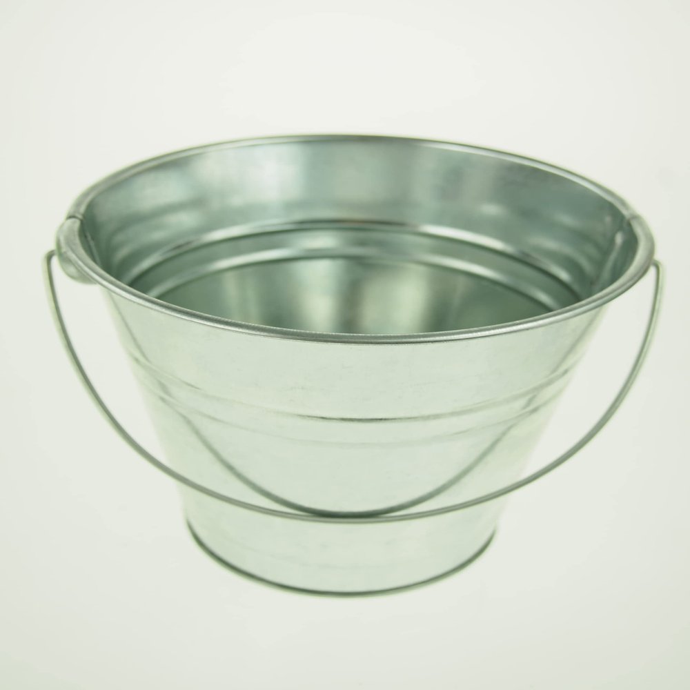 rackcrafts.com Large/XL Metal Sand Water Paint Pails Buckets Party Favor Wedding Baby Shower (XL - Silver)