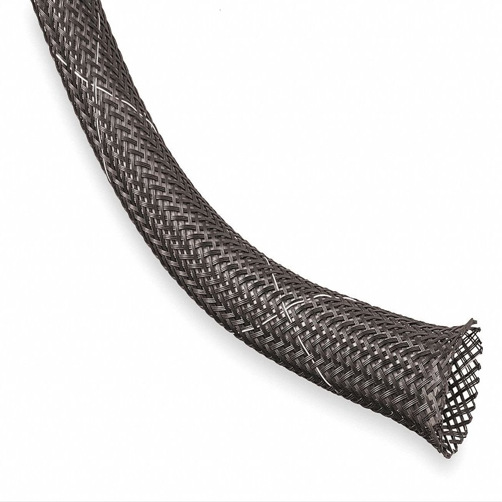 Braided Sleeving, 0.500 in, 10 Ft, Black