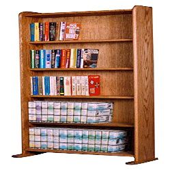 Wood Shed Hill 07 Series Dowel Style CD Storage Rack Storage Shelf Real Oak Wood Media & Display Shelves, Handcrafted in The USA (Honey, 47.75"x 24" x 7.25")