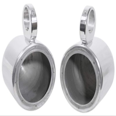 Rockville Pair MAC65S 6.5" Polished Silver Aluminum Wakeboard Tower Speaker Enclosures, Waterproof, Internally Wired, Universal Fit, for Marine and Boat Audio