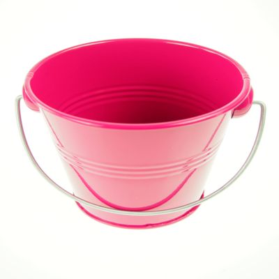 rackcrafts.com Large/XL Metal Sand Water Paint Pails Buckets Party Favor Wedding Baby Shower (L - Fuchsia)