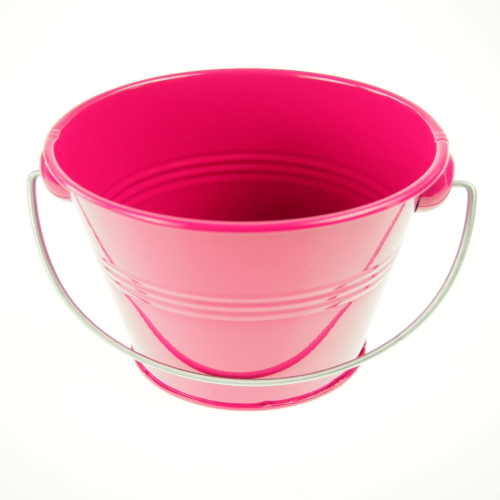 rackcrafts.com Large/XL Metal Sand Water Paint Pails Buckets Party Favor Wedding Baby Shower (L - Fuchsia)