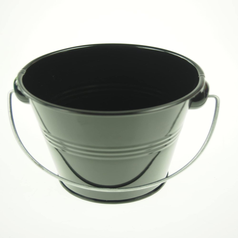rackcrafts.com Large/XL Metal Sand Water Paint Pails Buckets Party Favor Wedding Baby Shower (L - Black)
