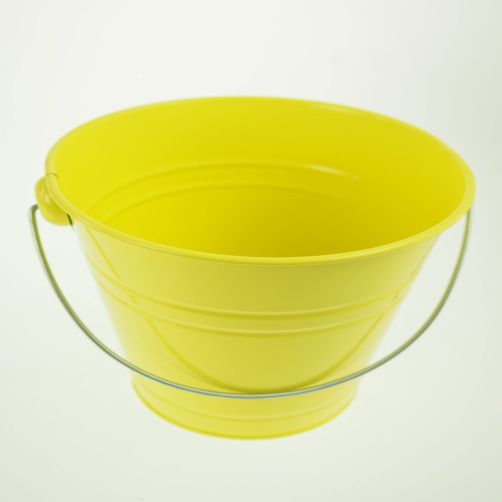 rackcrafts.com Large/XL Metal Sand Water Paint Pails Buckets Party Favor Wedding Baby Shower (XL - Yellow)