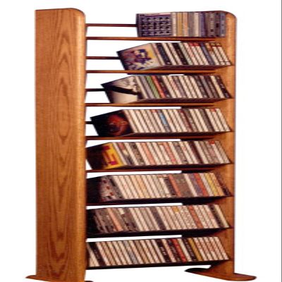 Wood Shed Hill 04 Series Dowel Style CD Storage Rack Storage Shelf Real Oak Wood Media & Display Shelves, Handcrafted in the USA (Clear, 54" x 12" x 7.25")