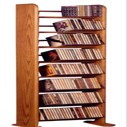 Wood Shed Hill 04 Series Dowel Style CD Storage Rack Storage Shelf Real Oak Wood Media & Display Shelves, Handcrafted in the USA (Clear, 54" x 12" x 7.25")