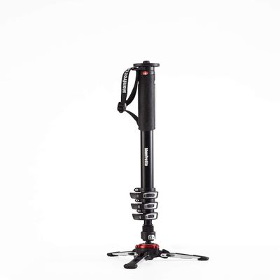 Manfrotto Video Monopod XPRO+, 4-Section Aluminium Camera and Video Support Rod with Fluid Base, Photography Accessories for Content Creation, Video, Vlogging