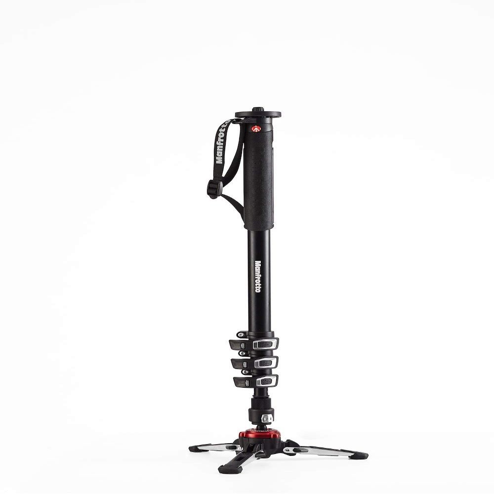 Manfrotto Video Monopod XPRO+, 4-Section Aluminium Camera and Video Support Rod with Fluid Base, Photography Accessories for Content Creation, Video, Vlogging