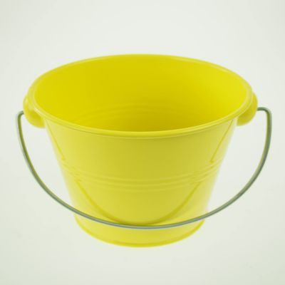 rackcrafts.com Large/XL Metal Sand Water Paint Pails Buckets Party Favor Wedding Baby Shower (L - Yellow)
