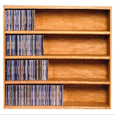 Wood Shed Hill 03 Series CD Storage Cabine, Real Oak Wood Media & Display Shelves, Handcrafted in the USA (Honey Oak, 24.75" x 52" x 6.75")