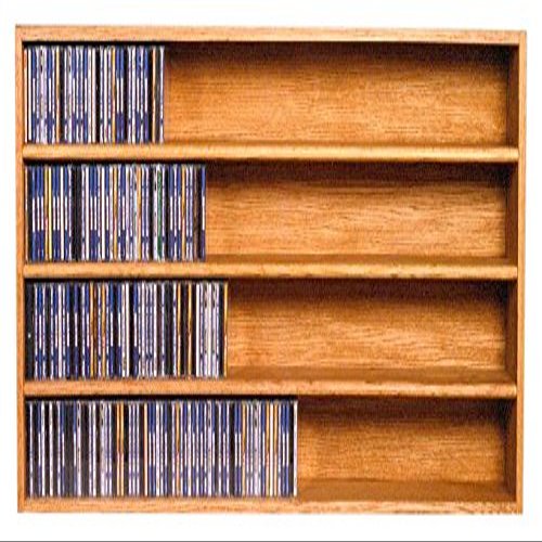 Wood Shed Hill 03 Series CD Storage Cabine, Real Oak Wood Media & Display Shelves, Handcrafted in the USA (Honey Oak, 24.75" x 52" x 6.75")