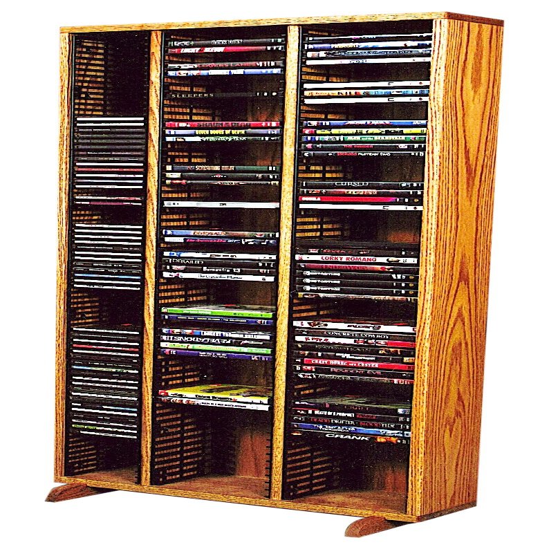 Wood Shed Hill 13 Series CD Storage Cabine, Real Oak Wood Media & Display Shelves, Handcrafted in the USA (Clear, 52" x 23.75" x 6.75")