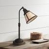 Malta 18 1/2" Small Table Lamp Adjustable Satin Bronze Brown Mica Shade view 1