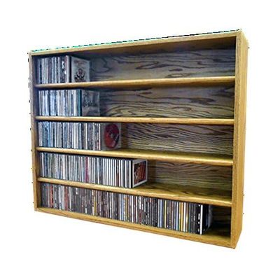 Wood Shed Hill 03 Series CD Storage Cabine, Real Oak Wood Media & Display Shelves, Handcrafted in the USA (Unfinished, 12.75" x 14" x 6.75")