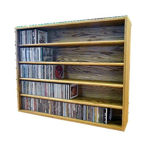 Wood Shed Hill 03 Series CD Storage Cabine, Real Oak Wood Media & Display Shelves, Handcrafted in the USA (Unfinished, 12.75" x 14" x 6.75")