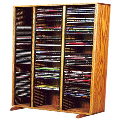 Wood Shed Hill 13 Series CD Storage Cabine, Real Oak Wood Media & Display Shelves, Handcrafted in the USA (Honey, 52" x 23.75" x 6.75")