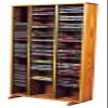 Wood Shed Hill 13 Series CD Storage Cabine, Real Oak Wood Media & Display Shelves, Handcrafted in the USA (Honey, 52" x 23.75" x 6.75") view 1