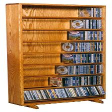 Wood Shed Hill 06 Series Dowel Style CD Storage Rack Storage Shelf Real Oak Wood Media & Display Shelves, Handcrafted in The USA (Clear, 52" x 24" x 6.25")