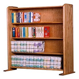 Wood Shed Hill 07 Series Dowel Style CD Storage Rack Storage Shelf Real Oak Wood Media & Display Shelves, Handcrafted in The USA (Dark, 39" x 24" x 7.25")