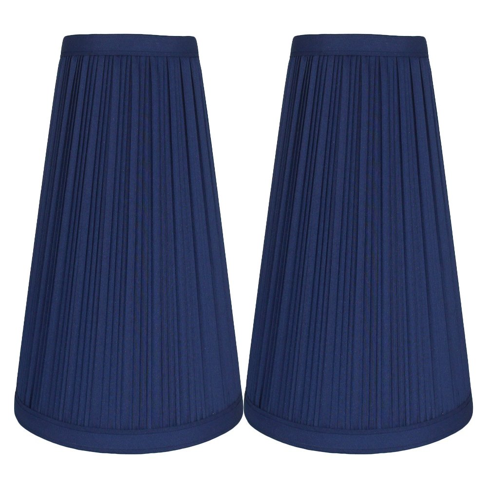 Urbanest Mushroom Pleated Hardback Lamp Shade 5x9x8.5 Inch (Spider) (Blue, Set of 2)