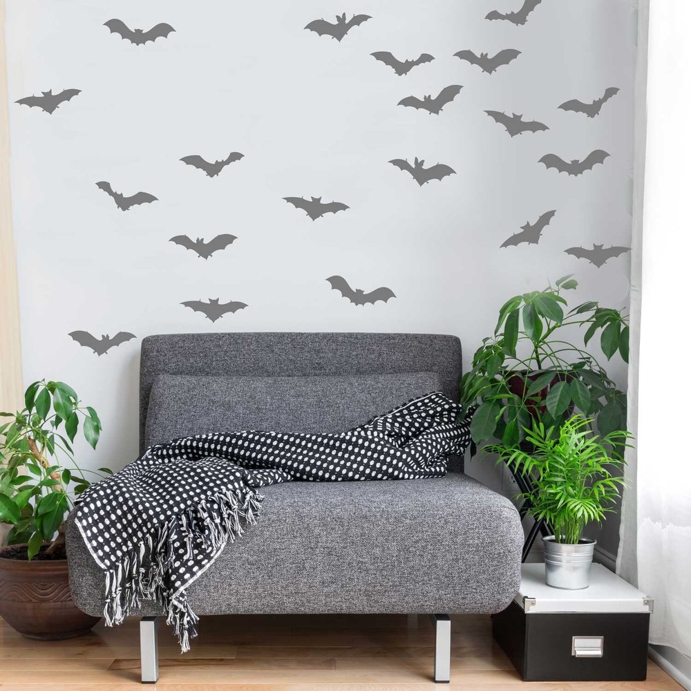 Chromantics Flying Bats Decal Set - Kiss Cut Halloween Bat Decal (Grey)