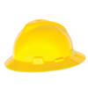 MSA 10058318 V-Gard Full-Brim Hard Hat With 1-Touch Suspension | Polyethylene Shell, Superior Impact Protection, Self Adjusting Crown Straps - Standard Size in Yellow view 1