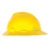 MSA 10058318 V-Gard Full-Brim Hard Hat With 1-Touch Suspension | Polyethylene Shell, Superior Impact Protection, Self Adjusting Crown Straps - Standard Size in Yellow view 4