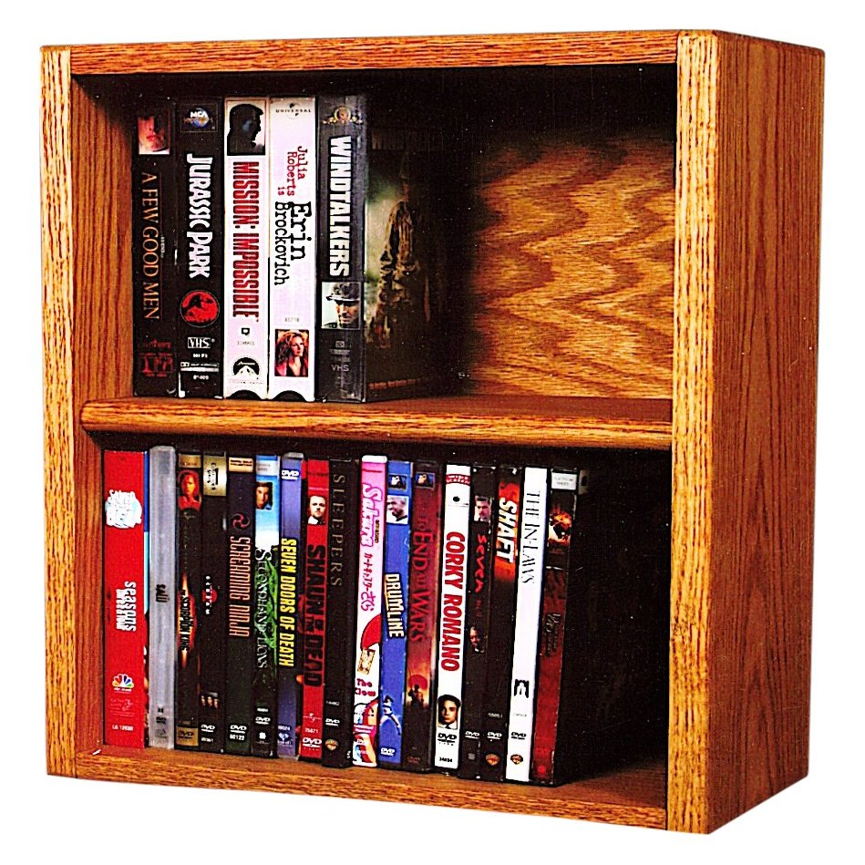 Wood Shed Hill 10 Series Dowel Style CD Storage Rack Storage Shelf Real Oak Wood Media & Display Shelves, Handcrafted in the USA (Dark, 52" x 18" x 6.75")