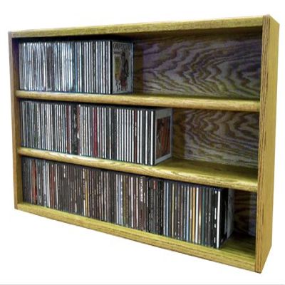 Wood Shed Hill 03 Series CD Storage Cabine, Real Oak Wood Media & Display Shelves, Handcrafted in the USA (Honey Oak, 18.75" x 39.44" x 6.75")