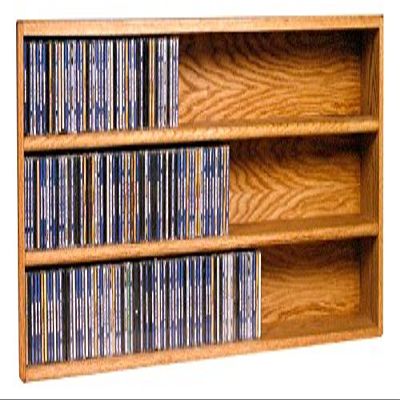 Wood Shed Hill 03 Series CD Storage Cabine, Real Oak Wood Media & Display Shelves, Handcrafted in the USA (Dark, 18.75" x 52" x 6.75")