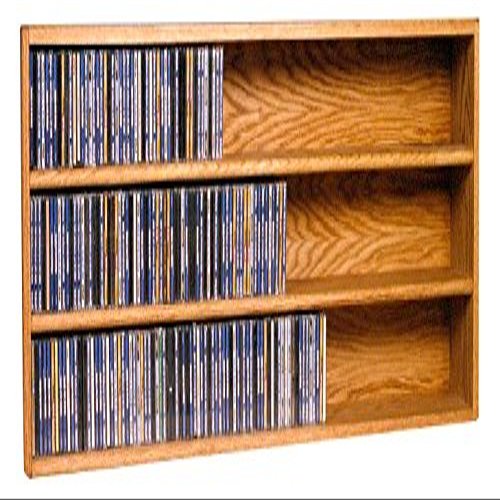 Wood Shed Hill 03 Series CD Storage Cabine, Real Oak Wood Media & Display Shelves, Handcrafted in the USA (Dark, 18.75" x 52" x 6.75")