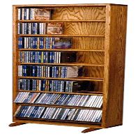 Wood Shed Hill 06 Series Dowel Style CD Storage Rack Storage Shelf Real Oak Wood Media & Display Shelves, Handcrafted in The USA (Unfinished, 52" x 18.25" x 6.25")