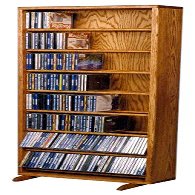 Wood Shed Hill 06 Series Dowel Style CD Storage Rack Storage Shelf Real Oak Wood Media & Display Shelves, Handcrafted in The USA (Unfinished, 52" x 18.25" x 6.25")
