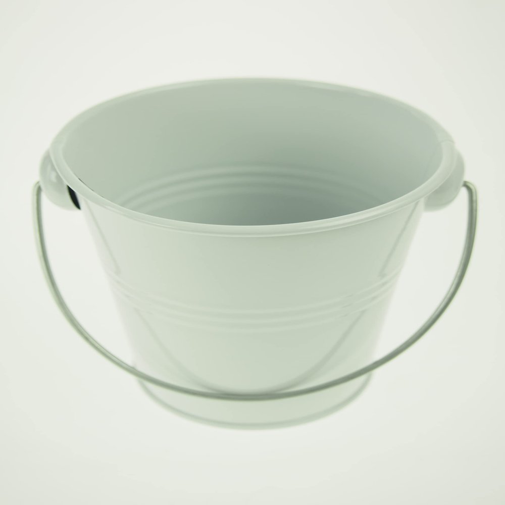 rackcrafts.com Large/XL Metal Sand Water Paint Pails Buckets Party Favor Wedding Baby Shower (L - White)