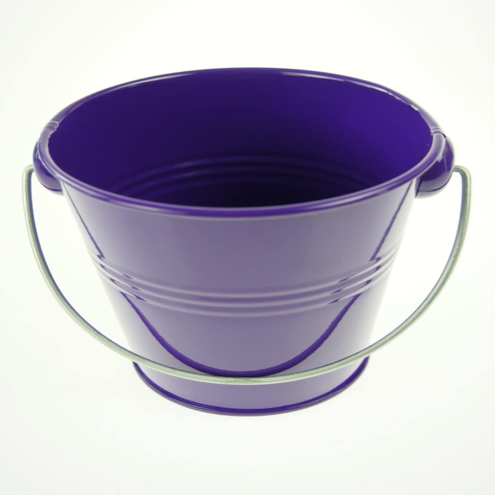 rackcrafts.com Large/XL Metal Sand Water Paint Pails Buckets Party Favor Wedding Baby Shower (L - Purple)
